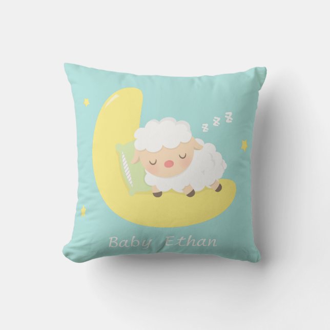 Cute Sleeping Baby Lamb Kids Nursery Room Decor Cushion (Front)