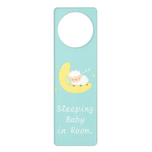 Cute Sleeping Baby Lamb Kids Nursery Room Decor Door Hanger