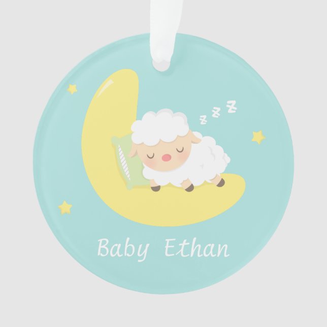 Cute Sleeping Baby Lamb Kids Nursery Room Decor Ornament (Front)