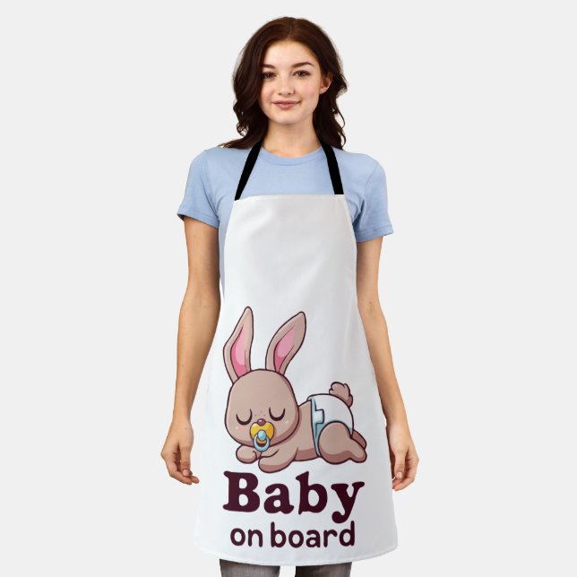 Cute Sleeping Baby Monkey "Baby on Board" Car  Apron (Worn)