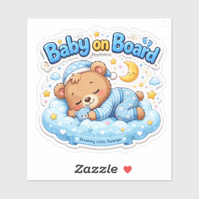 Cute Sleeping Bear Baby on Board (Sheet)
