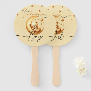 Cute Sleeping Bear Gender Reveal Hand Fan