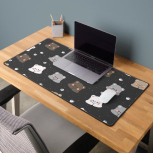 Cute Sleeping Bears Seamless Pattern in Neutral Co Desk Mat