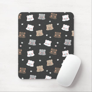 Cute Sleeping Bears Seamless Pattern in Neutral Co Mouse Mat