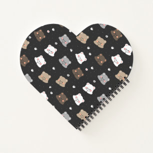 Cute Sleeping Bears Seamless Pattern in Neutral Co Notebook
