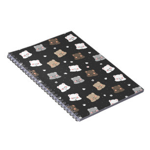 Cute Sleeping Bears Seamless Pattern in Neutral Co Notebook
