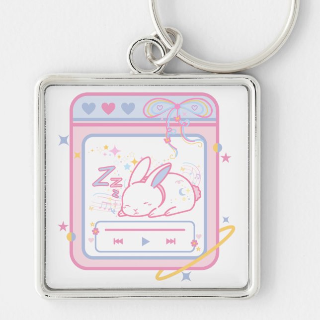 Cute Sleeping Bunny Key Ring (Front)