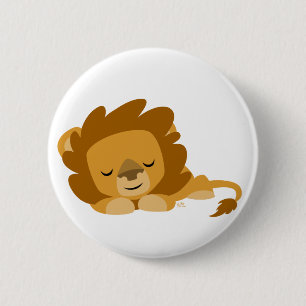 Cute Sleeping Cartoon Lion 6 Cm Round Badge