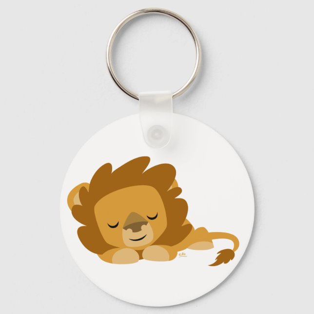 Cute Sleeping Cartoon Lion Key Ring (Front)
