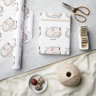Cute Sleeping Cat - Children's Gift Wrapping Paper
