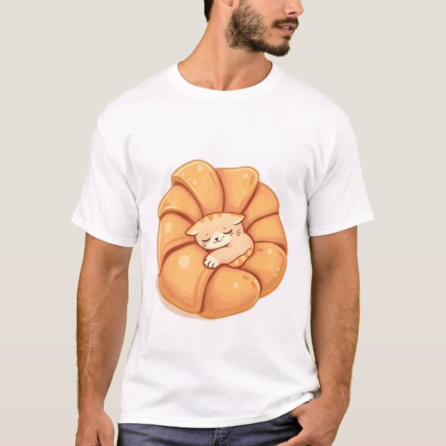 Cute sleeping cat curled  T-Shirt (Front)