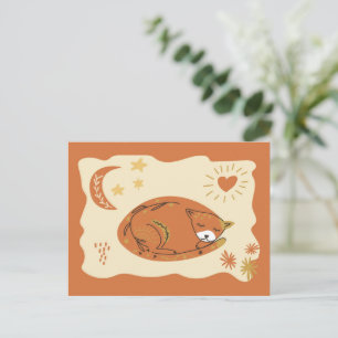 Cute Sleeping Cat Folk Art - Artist Postcard