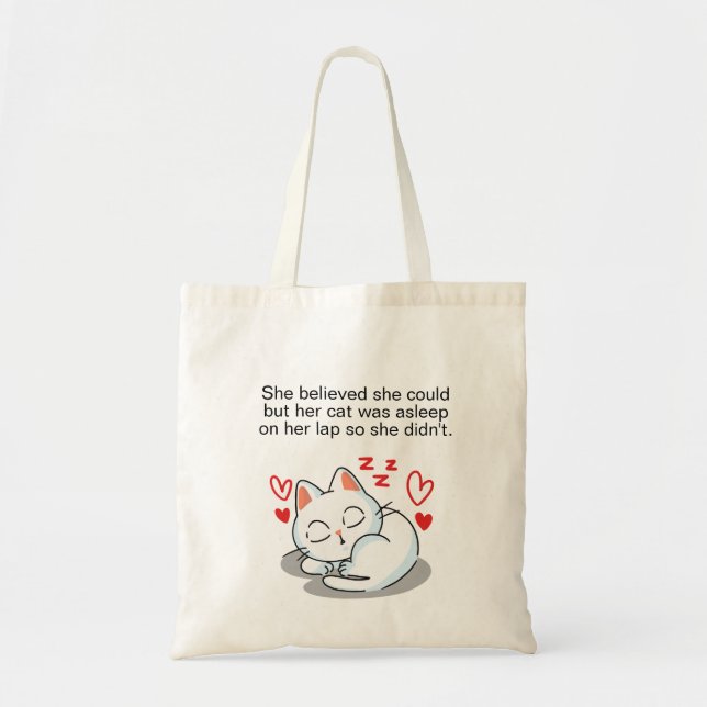Cute Sleeping Cat Funny Quotes Sayings  Tote Bag (Front)