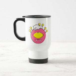 Cute Sleeping Cat on Monster Eye Kawaii Weirdcore Travel Mug