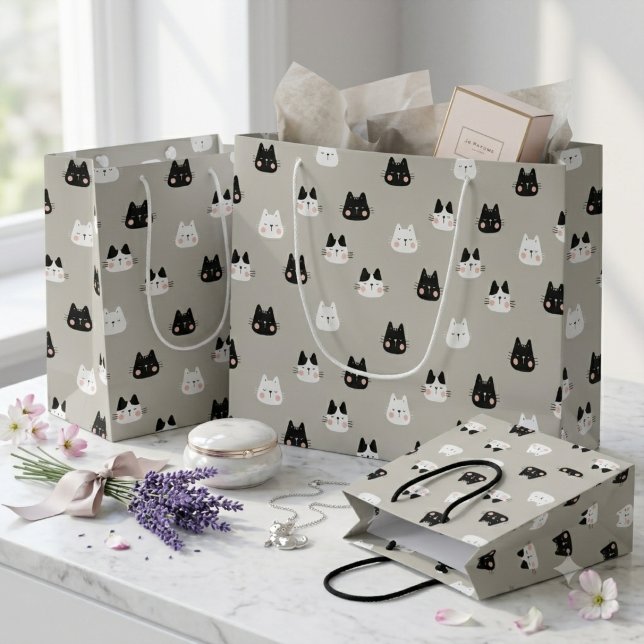 Cute Sleeping Cats Seamless Pattern Medium Gift Bag (Creator Uploaded)
