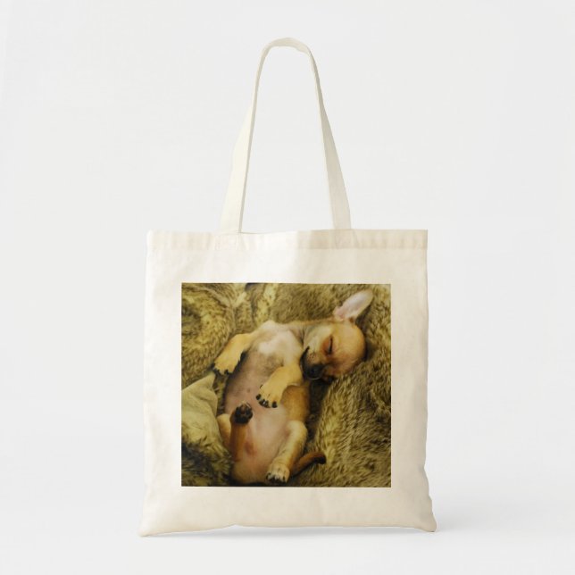 Cute Sleeping Chihuahua Tote Bag (Front)