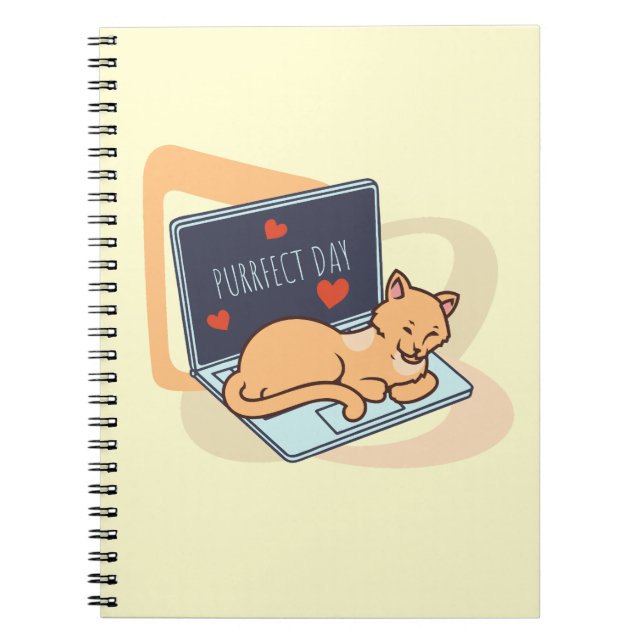 Cute sleeping computer cat notebook (Front)
