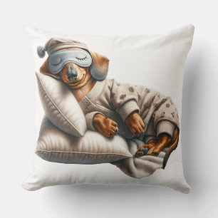 Cute Sleeping Dachshund Dog Cushion