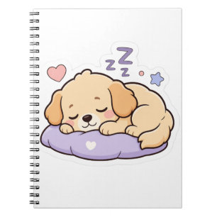 Cute Sleeping Dog Sticker – Kawaii Pastel Puppy Notebook