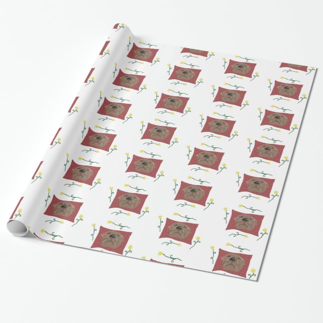 Cute sleeping dog wrapping paper (Unrolled)