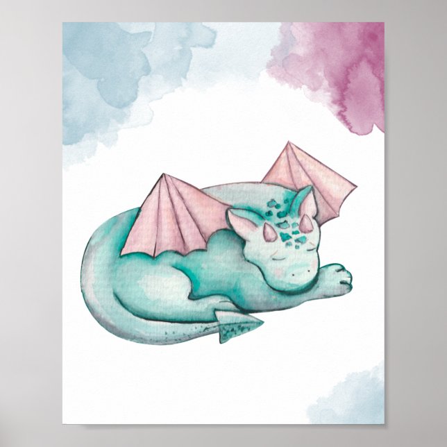 Cute Sleeping Dragon Display Poster (Front)