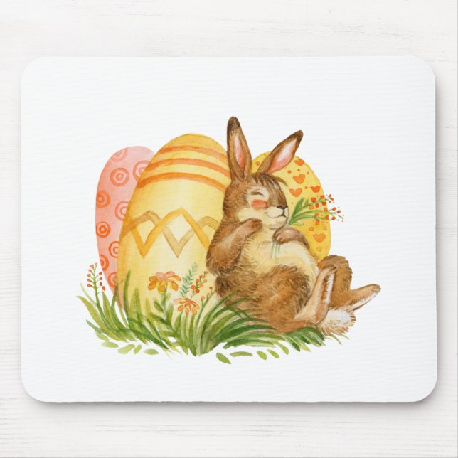 Cute sleeping Easter bunny Mouse Mat (Front)