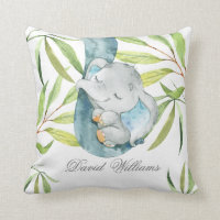 Cute Sleeping Elephant Boy Nursery Personalised
