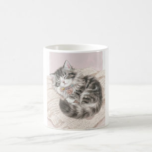 Cute Sleeping Fluffy Kitten Named KAM KAM Coffee Mug
