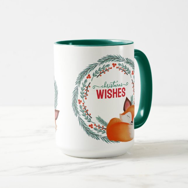 Cute Sleeping Fox Christmas Mug (Front Right)