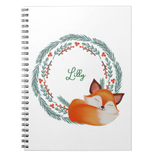 Cute Sleeping Fox Personalised Notebook