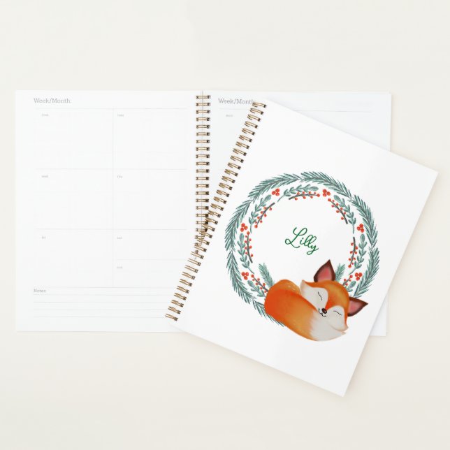 Cute Sleeping Fox Personalised  Planner (Display)