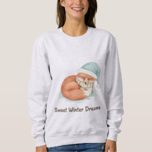 Cute Sleeping Fox Sweet Winter Dreams Winter Anima Sweatshirt