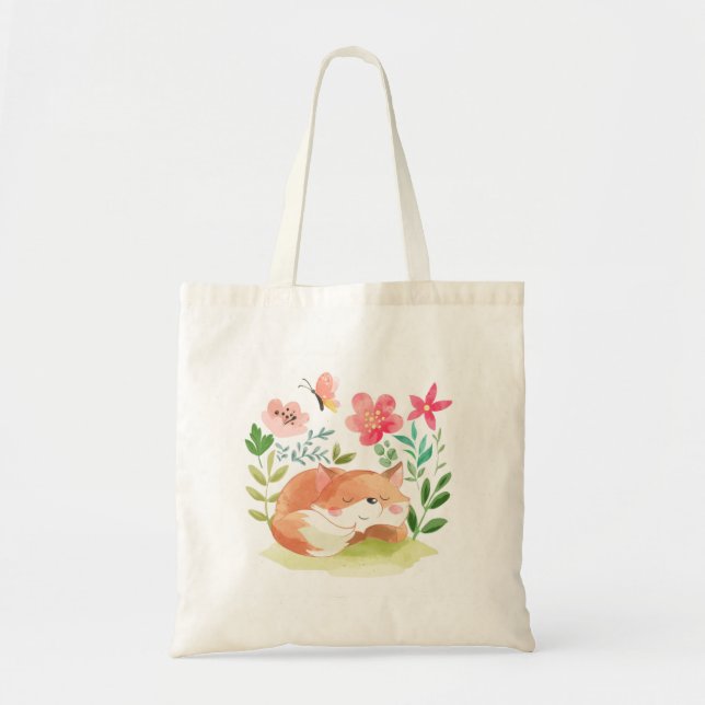 Cute Sleeping Fox Tote Bag (Front)
