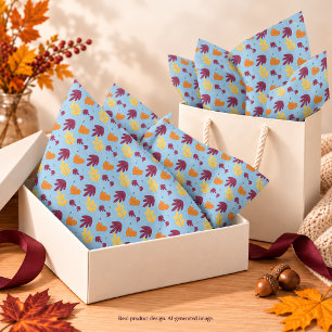 Cute Sleeping Foxes and Fall Leaves Pattern Tissue Paper