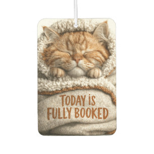 Cute Sleeping Ginger Kitten Swaddled in Blanket Car Air Freshener