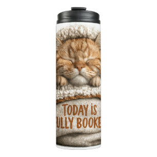 Cute Sleeping Ginger Kitten Swaddled in Blanket Thermal Tumbler