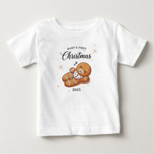 Cute Sleeping Gingerbread Baby's First Christmas Baby T-Shirt