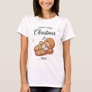 Cute Sleeping Gingerbread Baby's First Christmas T-Shirt