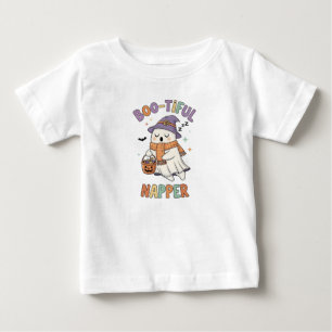 Cute Sleeping Halloween Witch Napper Ghost Baby T-Shirt