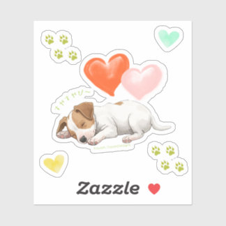 Cute sleeping Jack Russell Terrier puppy sticker