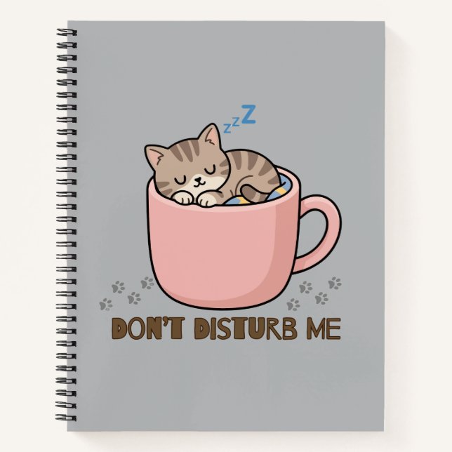 Cute Sleeping Kitten in Teacup Notebook (Front)