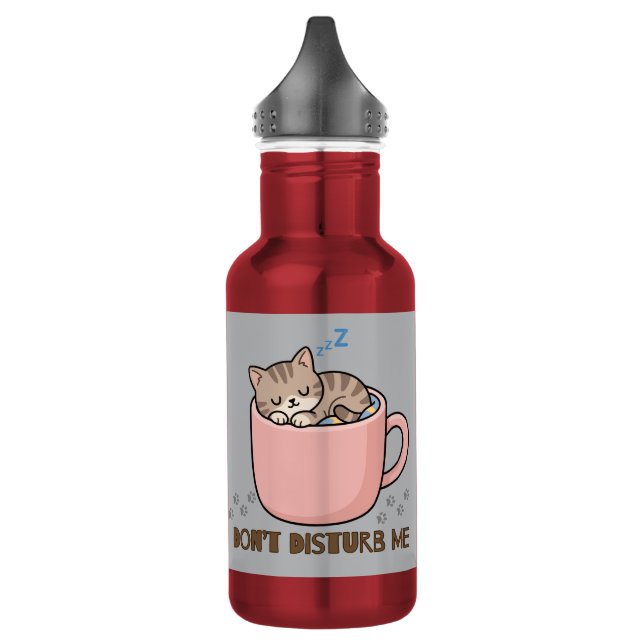 Cute Sleeping Kitten in Teacup Water Bottle (Left)