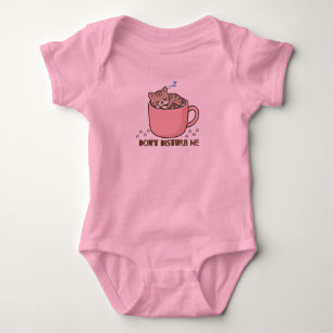 Cute Sleeping Kitten Teacup Don’t Disturb Me Baby Bodysuit