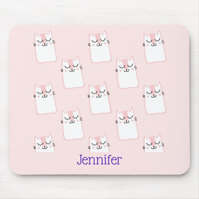 Cute Sleeping Kitty Cat Pattern Mouse Mat (Front)