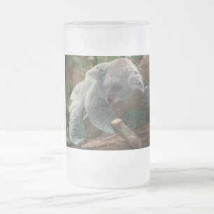 Cute Sleeping Koala Bear Frosted Glass Beer Mug