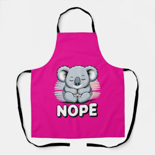 Cute Sleeping Koala “Nope” Funny Cartoon Apron