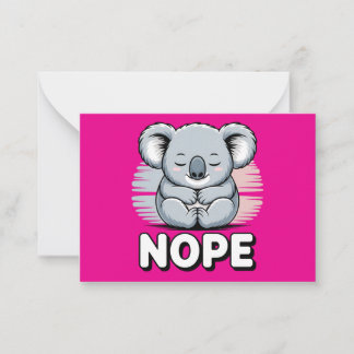 Cute Sleeping Koala “Nope” Funny Cartoon Card
