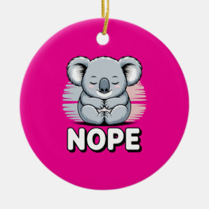 Cute Sleeping Koala “Nope” Funny Cartoon Ceramic Tree Decoration
