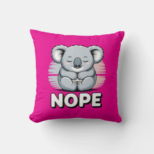 Cute Sleeping Koala “Nope” Funny Cartoon Cushion