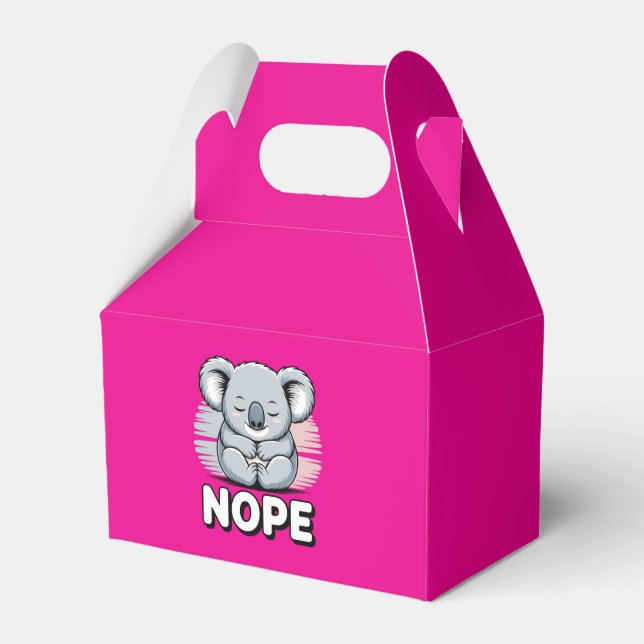 Cute Sleeping Koala “Nope” Funny Cartoon Favour Box (Front Side)